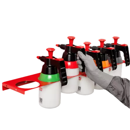 Pumppukannusetti sis. 3 pll + seinäteline 3:lle, värirenkaat ja taulukko - Pumppukannut & liuotinkannut - 23833 - 2